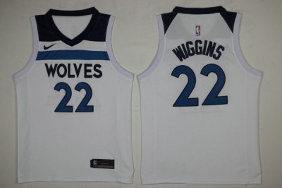 NBA 22 Wiggins Timberwolves 2017-18 Season Maillot blanc